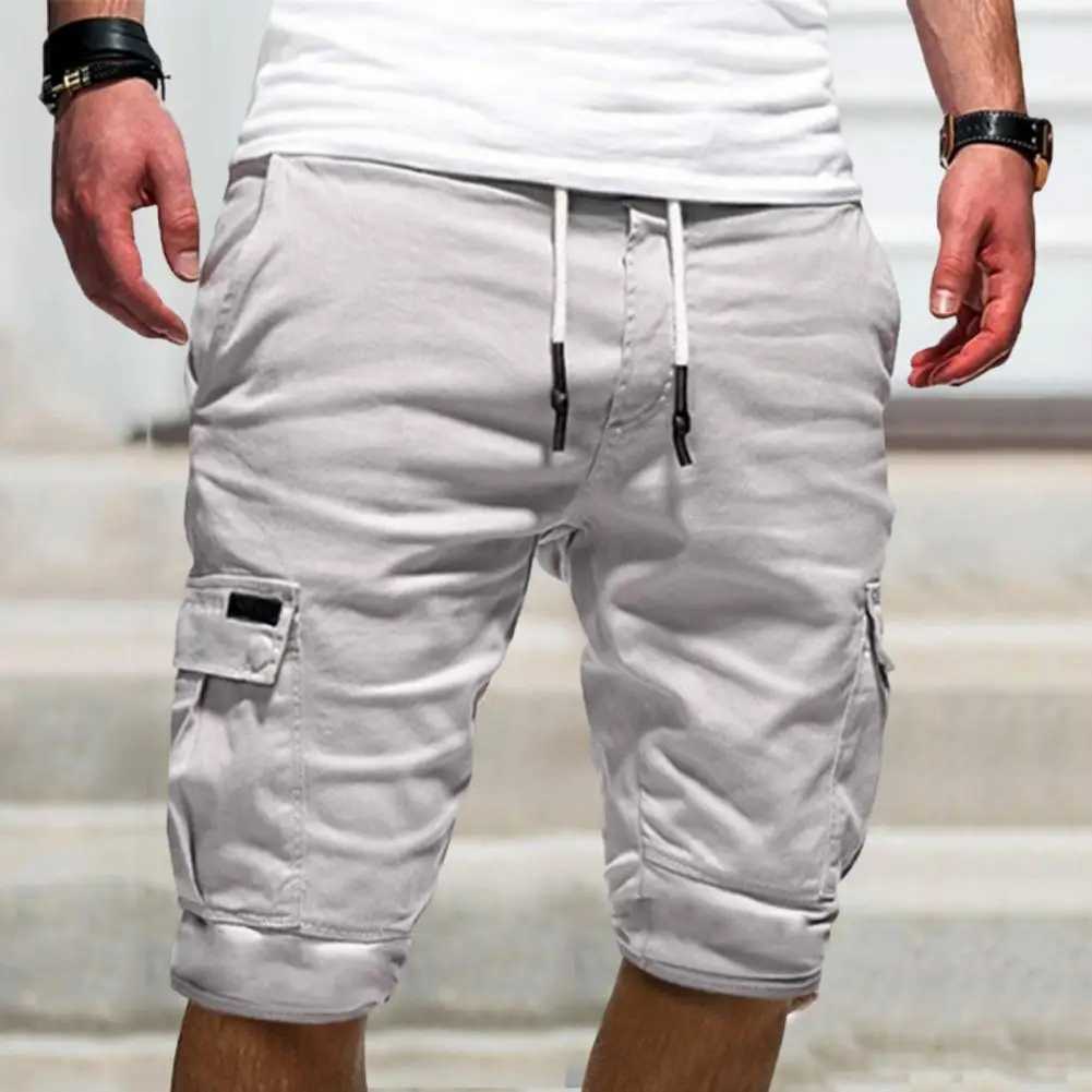 ZTE elastic waistband brushed mens shorts solid color loose fitness product shorts multi pocket streetwear W241226