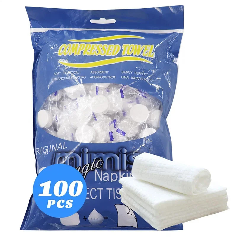 100Pcs Mini Compressed Towel Disposable Face Compressed Towels Soft Compressed Hand Wipe Portable Compressed Coin Tissue 241226