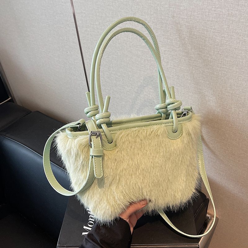 Women's Plush Simple and Compact Shoulder Bag 2025 Autumn/Winter New Handheld Bucket Bag Fashion Multi functional Commuter Crossbody Bag