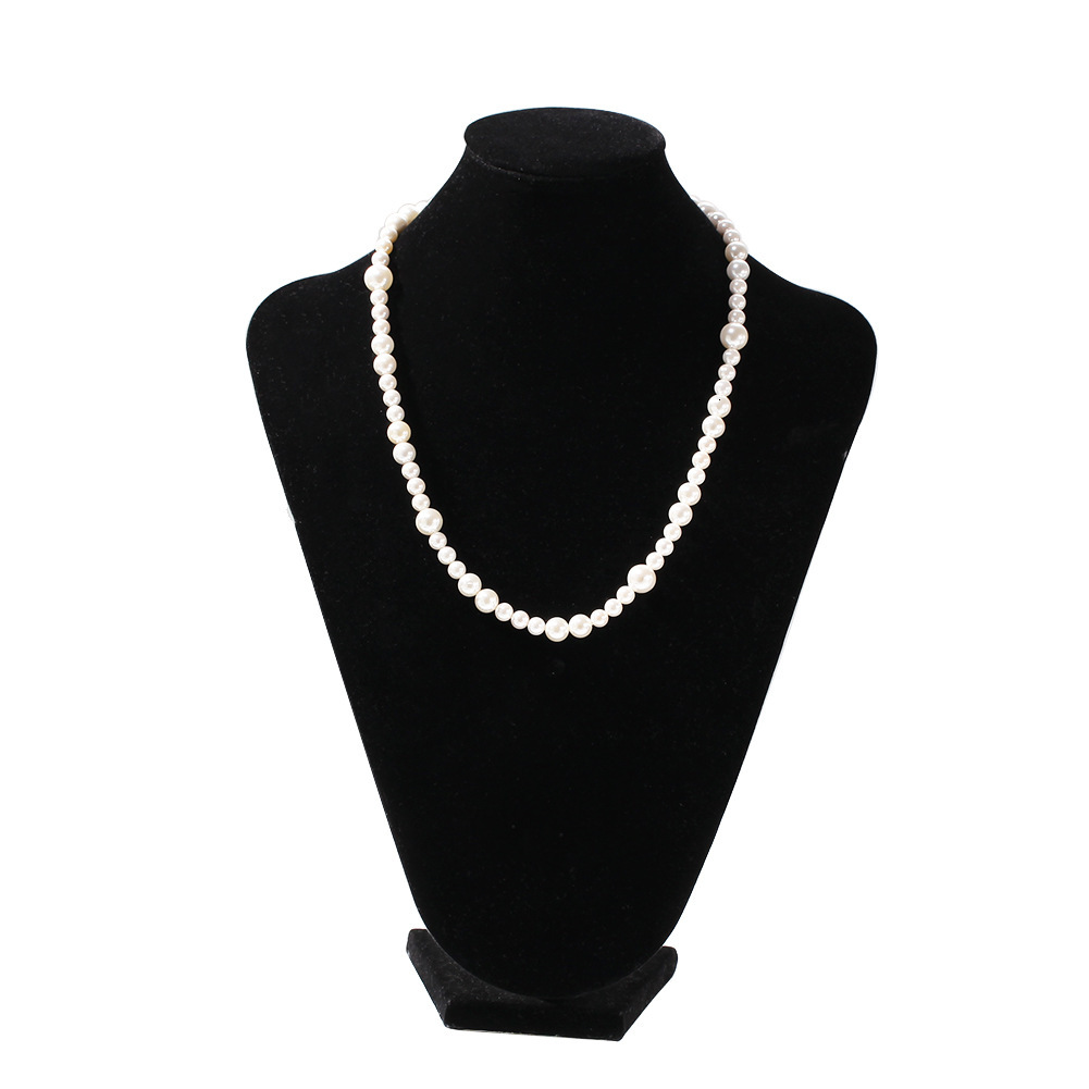 6-10mm Hip Hop Simple Design White Pearl Beaded Necklace Multi Size Mixed Beads Versatile Necklaces For Men And Women Bijoux Collar