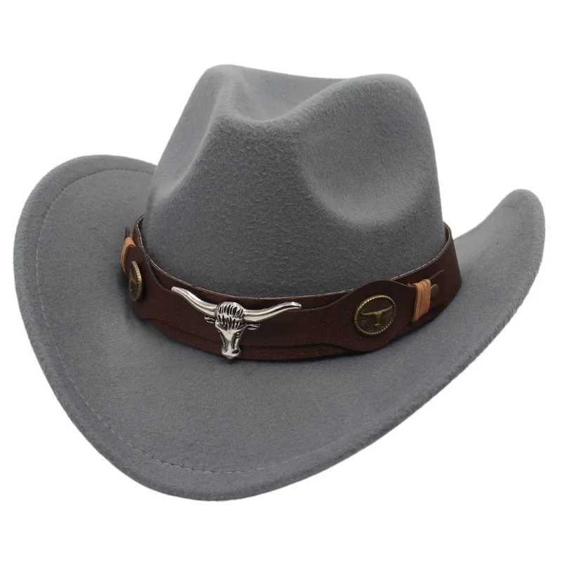 Western cowboy hat Xizang style top lady hat roll Brim cowboy girl C jazz Fedora hat Felt C ethnic women children W241225