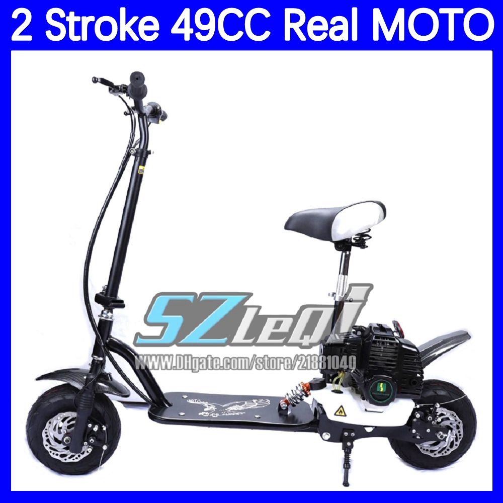 Gas Folding Adult Gasoline Scooter 49CC 2Stroke Outdoor Sports Racing Game Gas MOTO Trail-bike Trail bike Crosscountry Scrambling Black Motorcycle Bir