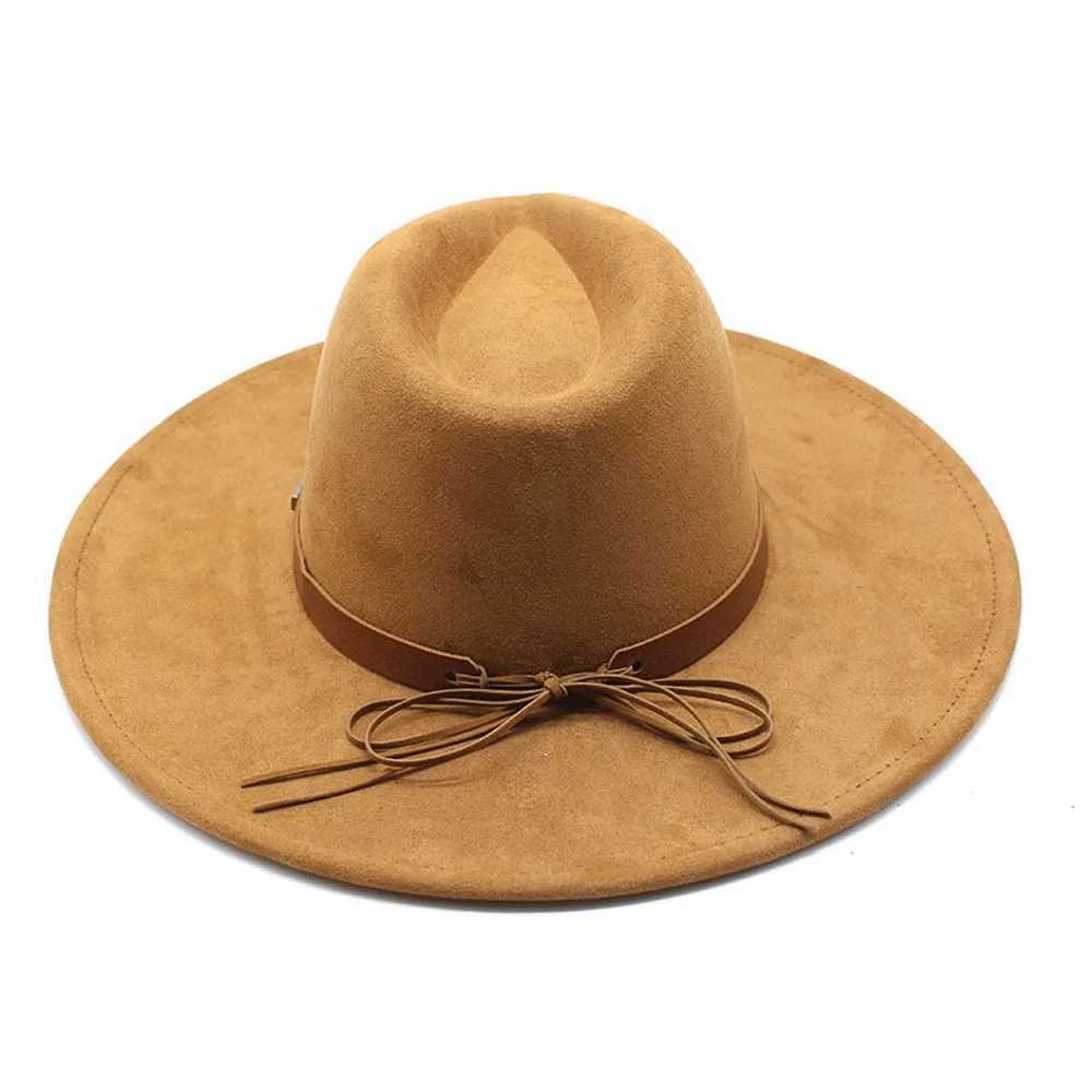 Autumn and winter neutral denim hat plain weave Fedoras suede 57-58cm jazz style retro imitation leather Strs 2023 new NZ0090 W241225