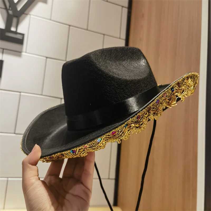Cowboy hat for men and women hat for denim girls pink white wide brown outdoor leisure retro leisure wedding Sombrero Vaquero Hombre W241225