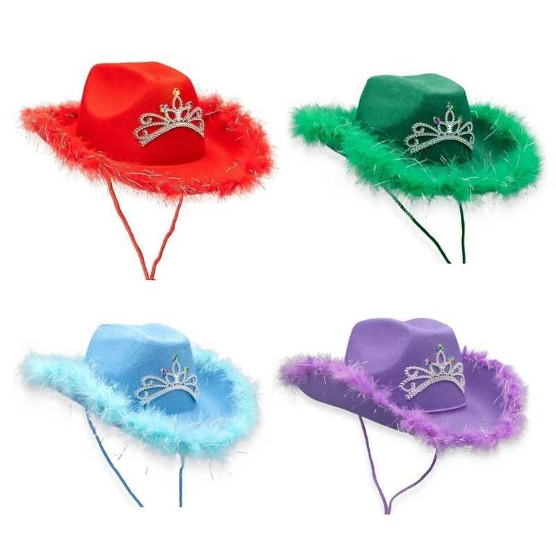 Cowboy Hat Female Wide Brim Role Playing Cowboy Hat Wedding Party Prop Single Party Female Hat 449B W241225