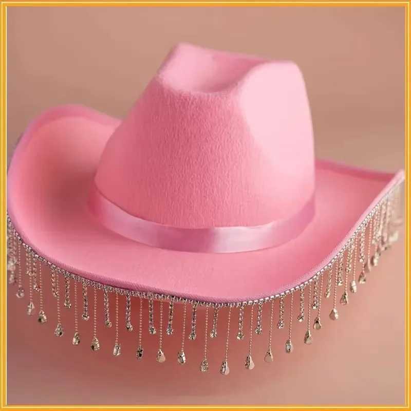 Diamond Edge Bridal Cowboy Hat Summer Retro Cowboy Hat Water Diamond Edge Cowboy Hat Womens Western Hat W241225