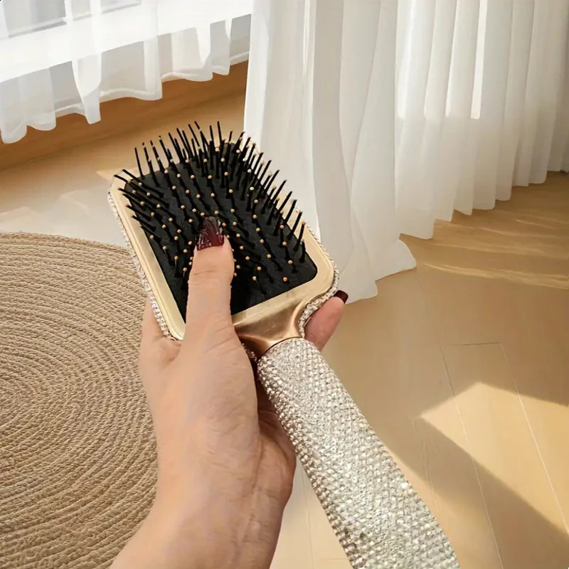 Rhinestone Hair Brush Static Padded Massage Comb Fluffy Styling Essential Sparkling Diamonds Ideal for Holiday Gifts 241225