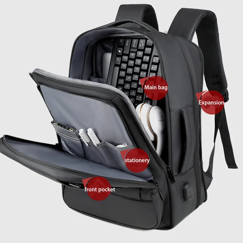 Men Waterproof Backpack Large Capacity Trendy Backpack Expandable Fashionable Backpack College Laptop Backpack 241226