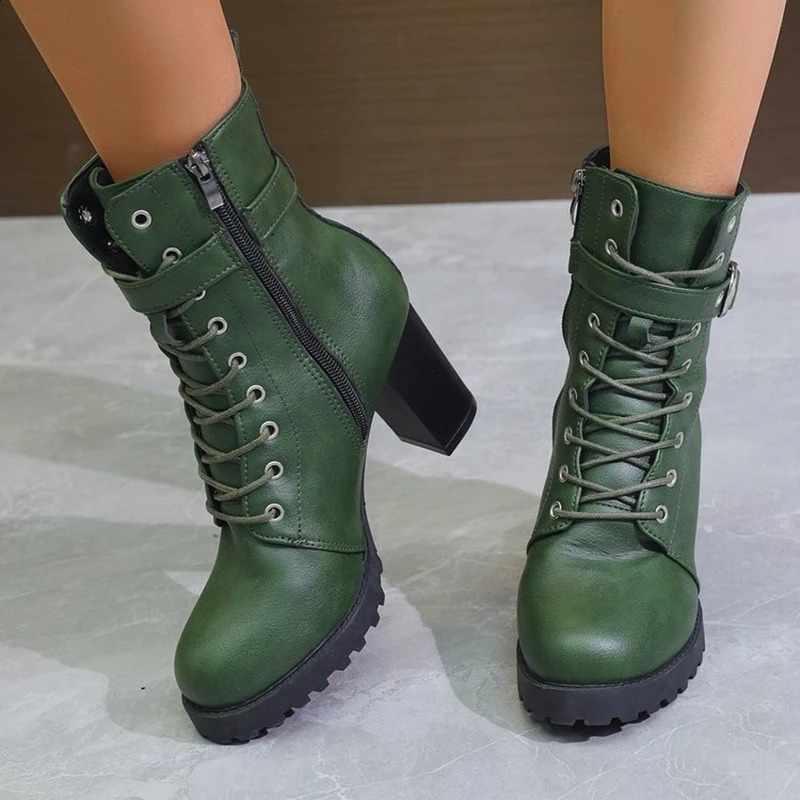 Winter Elegant Increase Sexy Womens Shoes Round Head Fashion Comfortable Casual Thick Heel Side Zipper High Heel Boots 241226