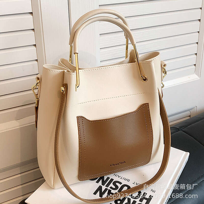 Summer Color Blocked Crossbody Women's New Trendy And Fashionable Large Capacity Shoulder Bag, Popular Bucket Bag