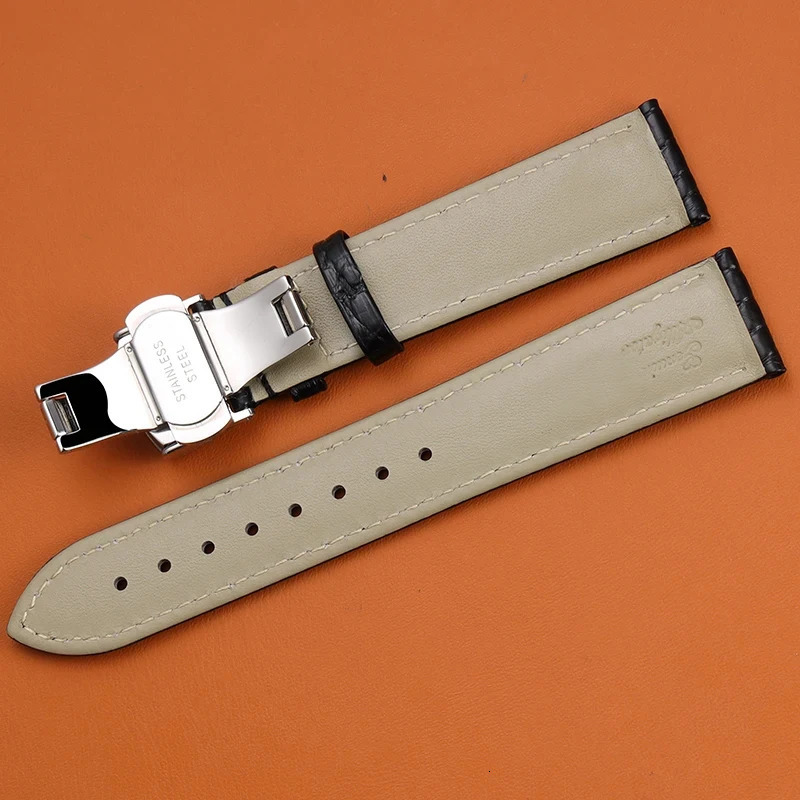 Alligator Leather Watchband Ultra Thin 18 19 20 21 22MM Black Brown Soft Strap Quick Release Bracelet 241225