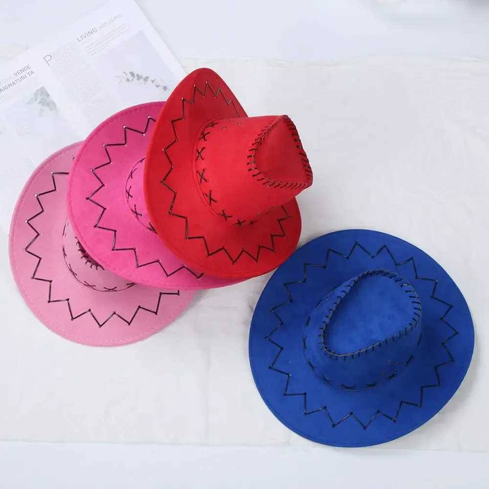 Fashionable retro Western suede denim hat unisex wide Brim Panama jazz hat outer back hat streetwear fancy Dr Accory W241225