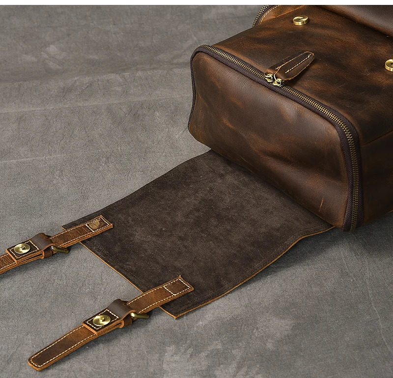 Vintage Crazy Horse Genuine Leather Backpack Men Leather Bagpack Climbing Rucksack male Large Hiking Backpack M814 241225