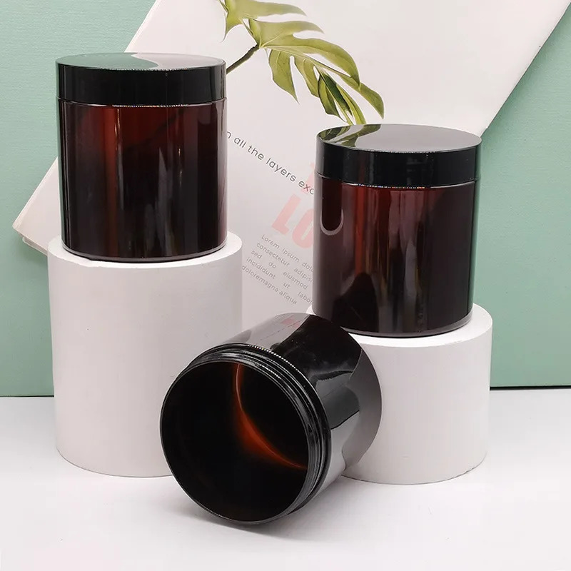 10x Empty Cream Jar Facial Mask PET Amber container Bottles With Electroplated Gold Cap Makeup Cosmetic Packing Bottle 300/500ml 241225