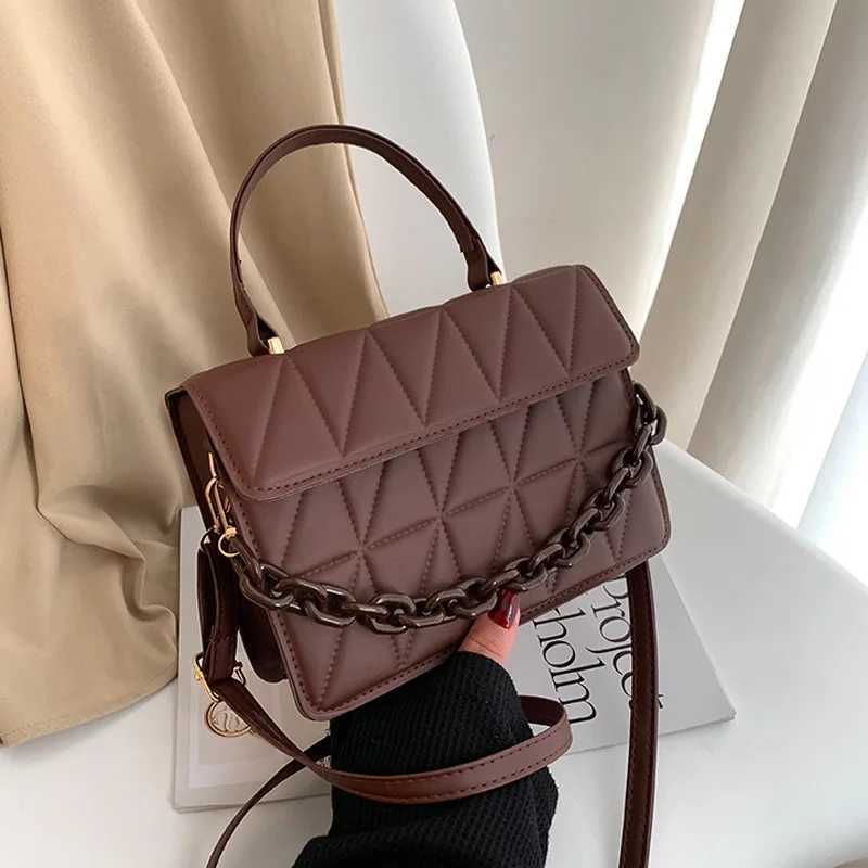 Trendy Plaid Women Shoulder Bag Fi Chain Crossbody Bags Brand Designer Handbags and Purses Small Flap Top Handle BagsXJ241225