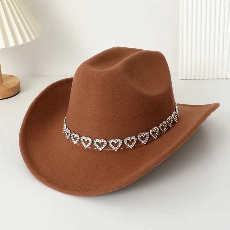Lamuusaa y2k Womens Rhinestone Heart shaped Cowboy Hat Wide Brim Western Hat Theme Party C Accries W241225