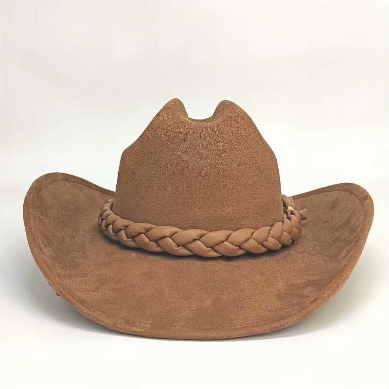 Handmade synthetic suede denim hat with woven strap perfect for outdoor activities and stylish appearance W241225