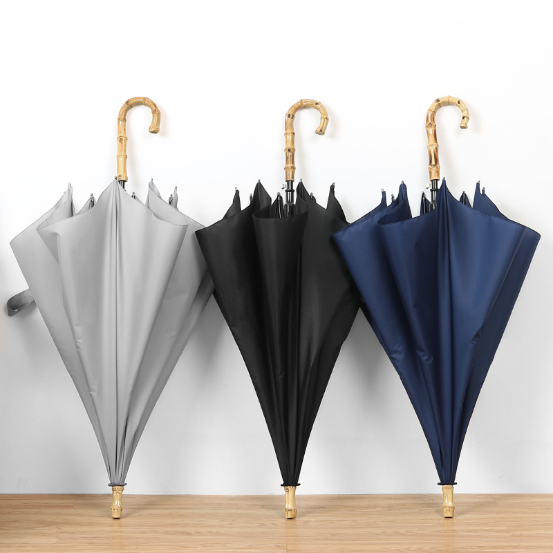 Elegant Long Handled Umbrella with Real Wood Handle - Ideal for Business & Daily Use in Any Season