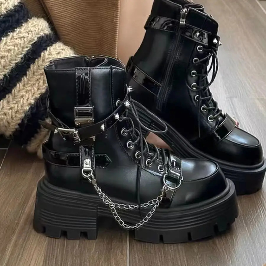 Autumn Personalized Thick Bottom Gothic Boots Sweet Cool Style 241226