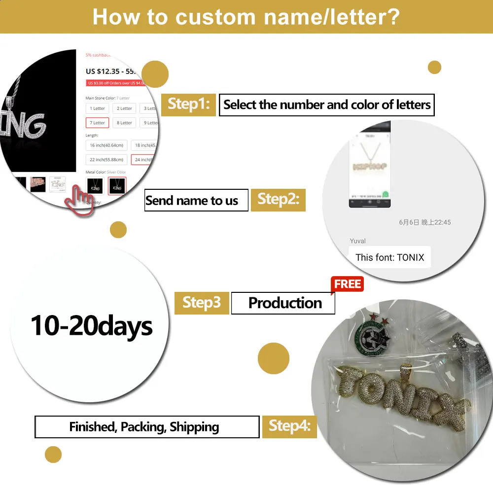 Hip Hop Custom Name Diamond Letter Personalized Zircon Jewelry Luxurious Pendant Necklace 241226