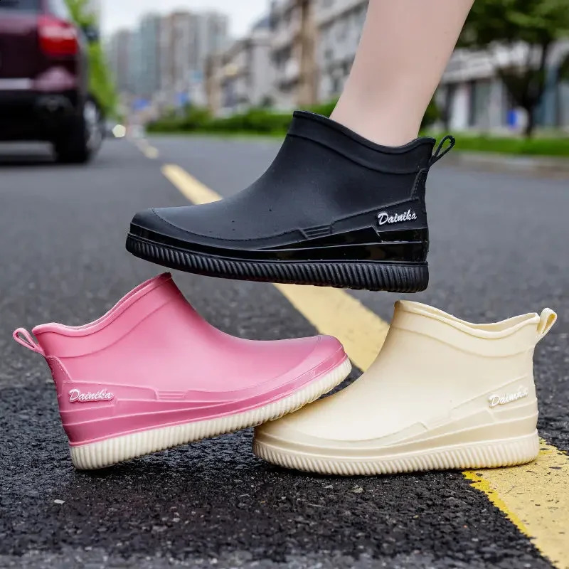 Rain Boots Womens Fashion Rubber Shoes Non-slip Wear-resistant Outdoor Trendy Water Shoes Work Shoes Camping Rubber Boots 241226