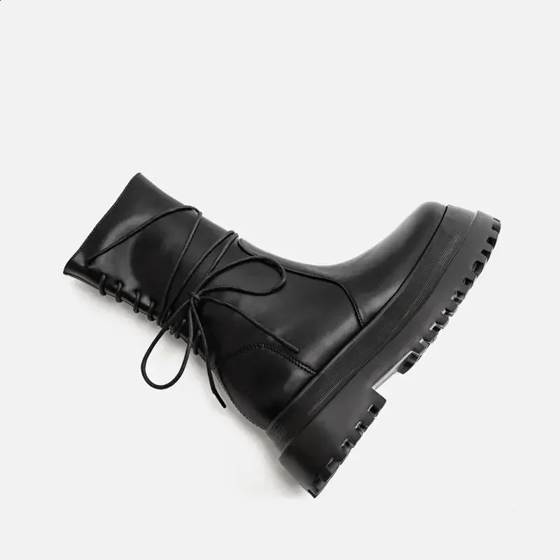 Round Toe Black Half High Boots for Women Elegant With Low Heels Mid Calf Shoes Woman Sale In Winter Novelty Y2k Spring 241226