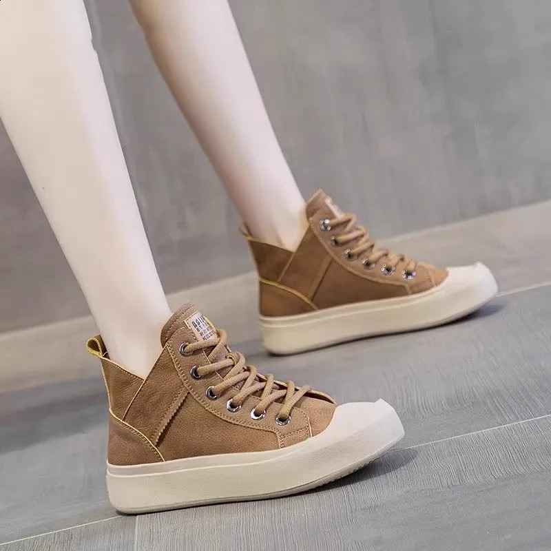 Plus Size Women Real Leather Sneakers Ankle Boots Autumn Winter Elegant Trendy Shoes Casual Sneaker Flat Thick Sole 241226