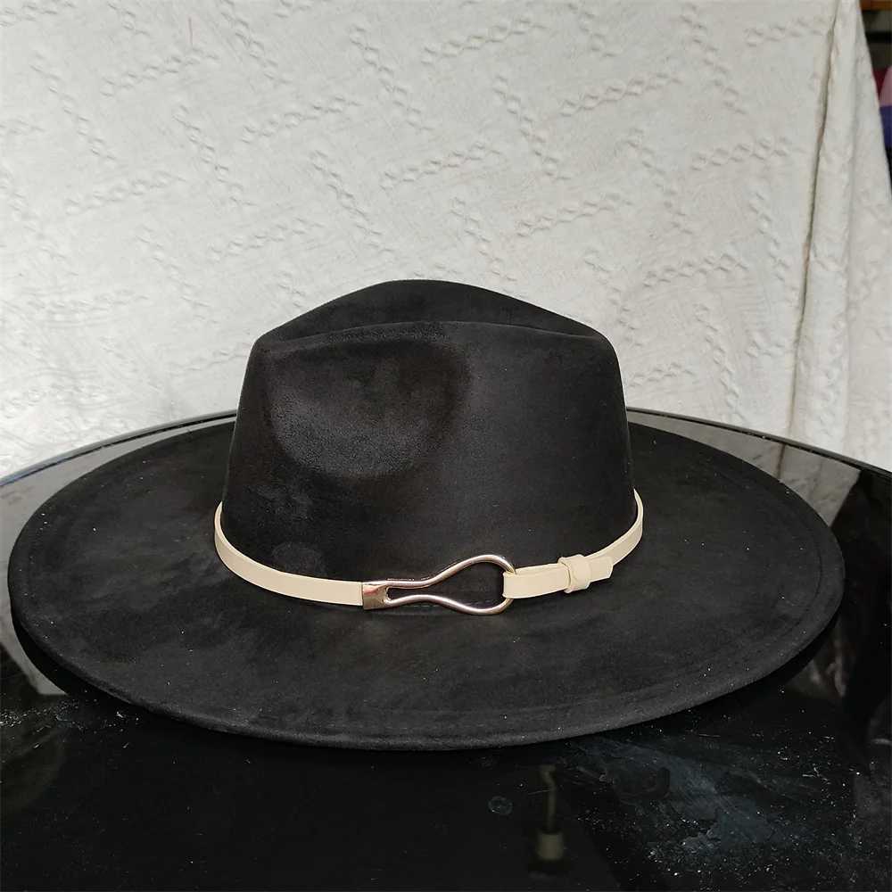 Colorful Suede Fedora Hat Mens and Womens Width Brim 9.5cm Jazz Hat White Gentleman Hat Band Accordies Fashion W241225