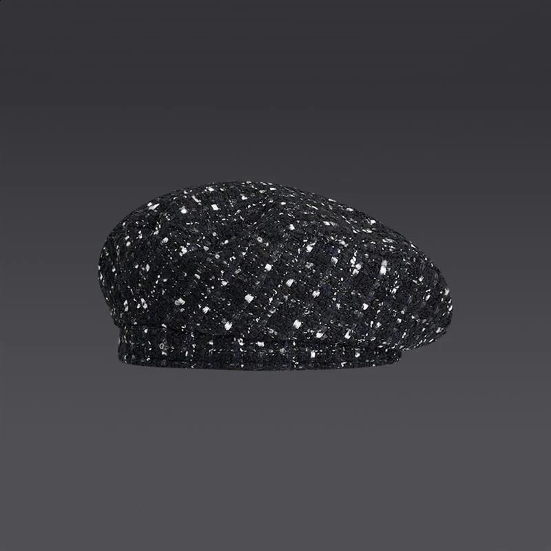 Christmas Red Cute Womens Beret Retro Bright Silk Plaid Autumn Winter Warm Hat Casual Street Octagonal Artist Hat 241226