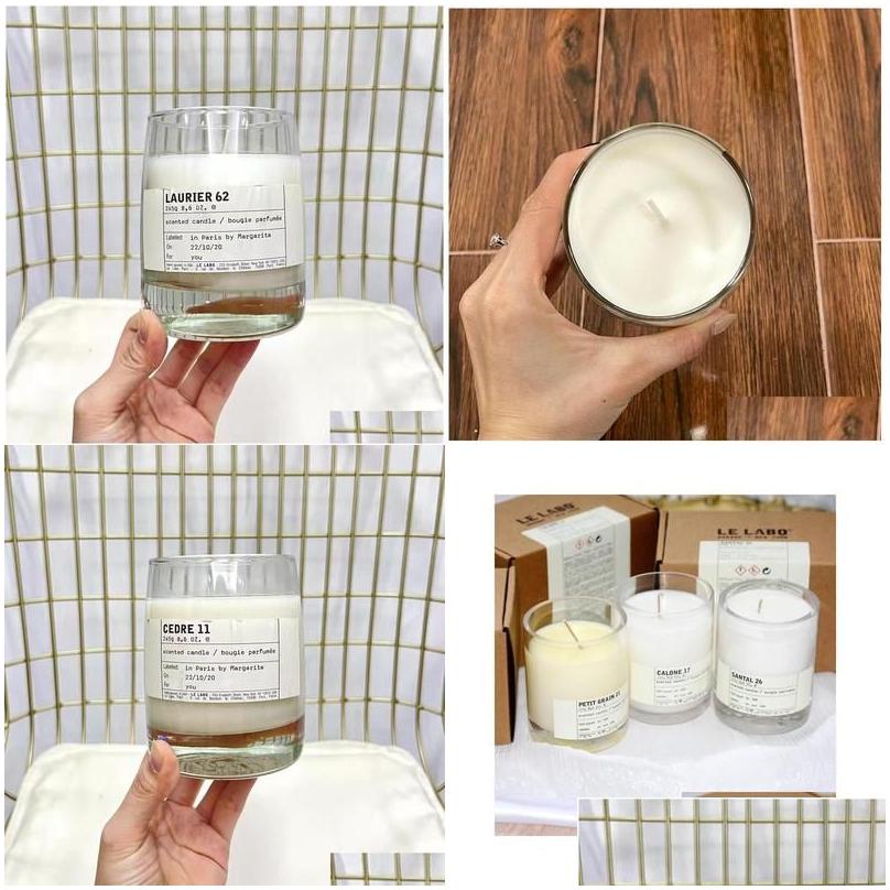 Candle 245G Santal 26 Cedre 11 Laurier 62 Petit Grain 21 Calone 17 Scented Candles Bougie Parfum Wax Grasse New York Long Last Drop D Ot4A2 w250411
