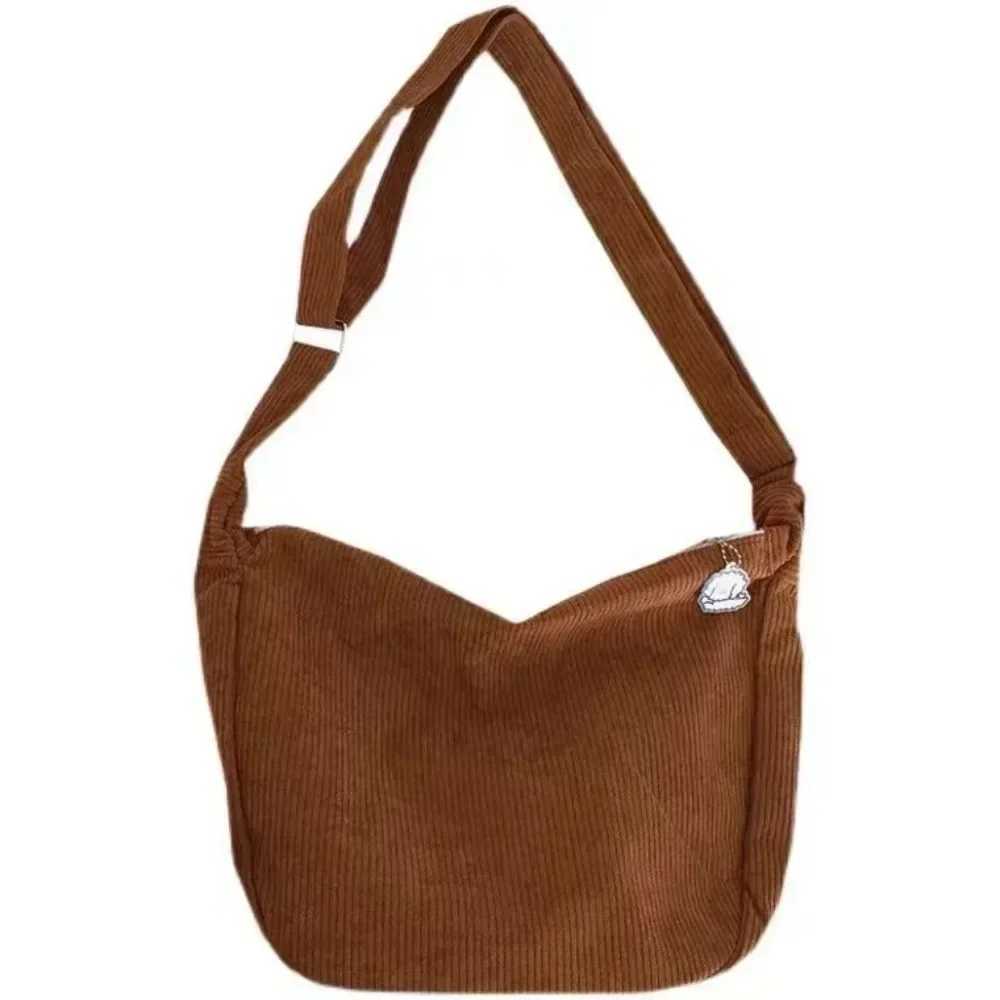 Women Canvas Shoulder Bags Korean Fi Female Messenger Crossbody Bag for Girl Students Corduroy Solid Cloth HandbagsXJ241225
