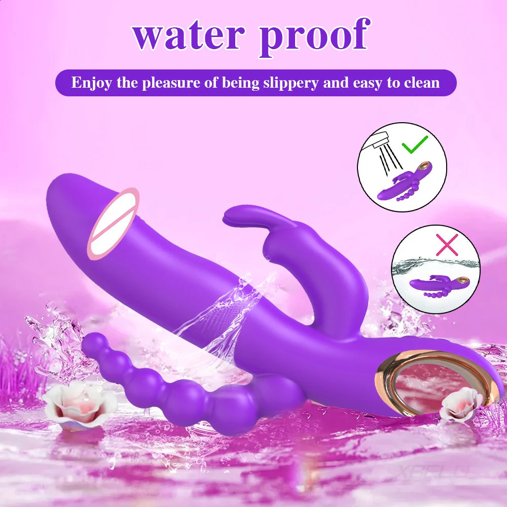 Rabbit Thrusting Vibrator for Woman 3 in 1 G Spot Clitoris Stimulator Vagina Massager Female Masturbator Backyard Anal Sex Toy 241226