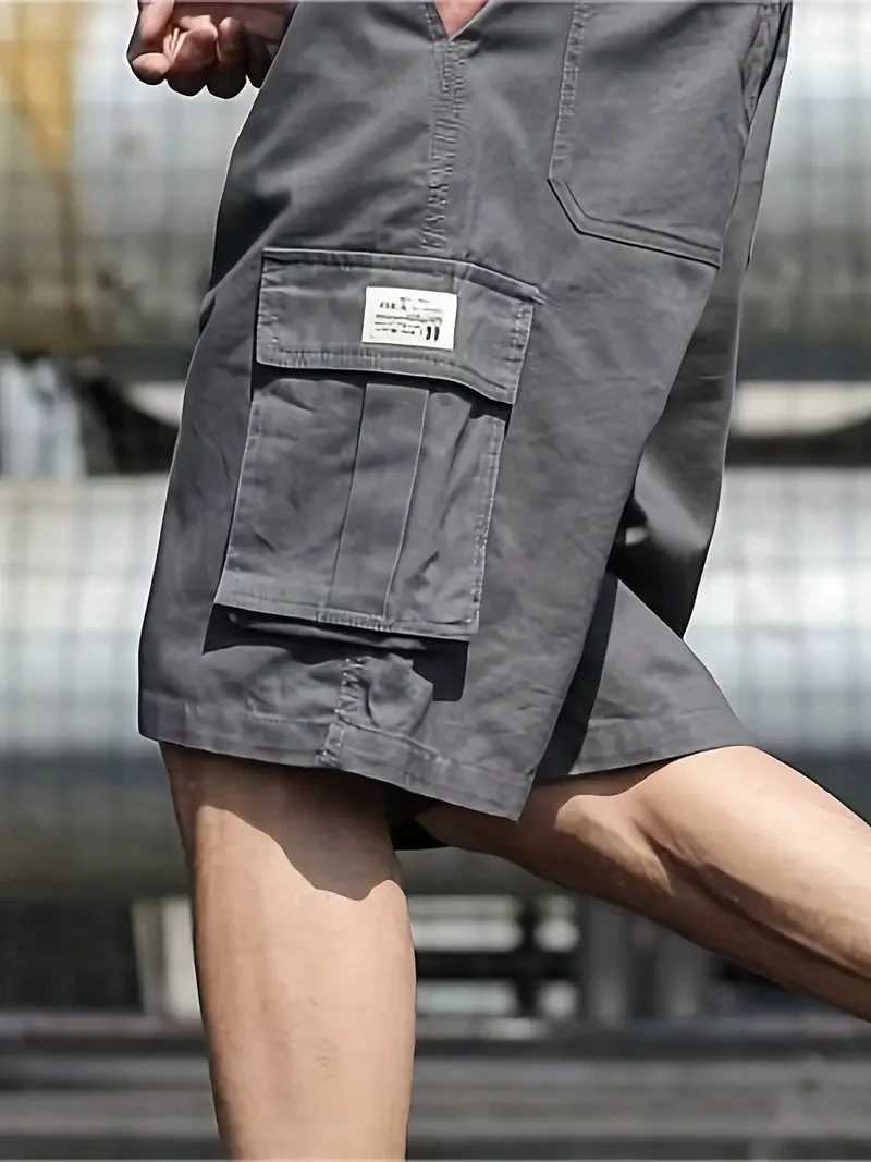 Mens multi pocket cargo shorts casual waist drag summer cargo shorts Bermuda shorts W241226