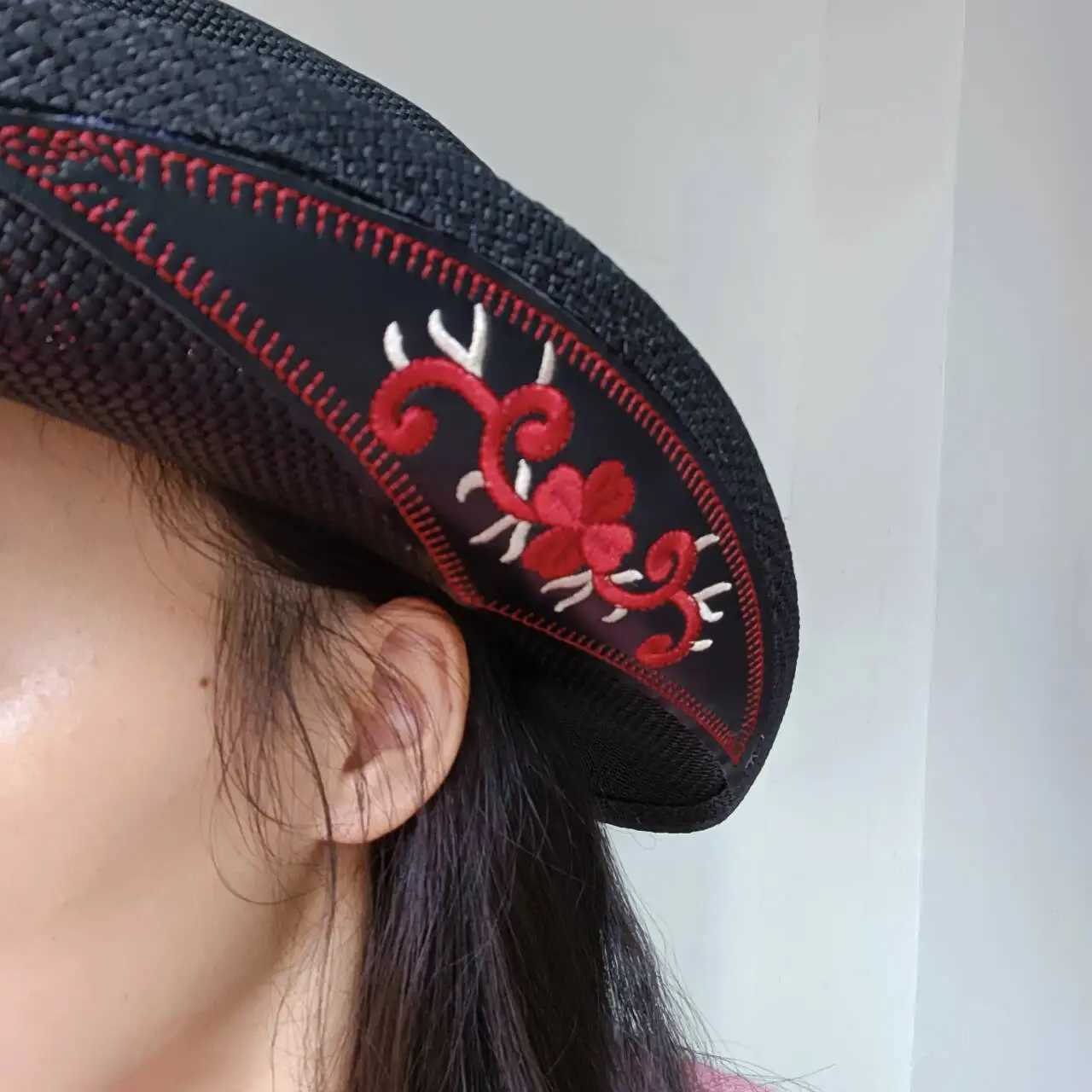 Black Thick Western Cowboy Hat Embroidered Decal 2024 Cowboy Hat Sun Hat Spring/Summer Straw Hat W241225