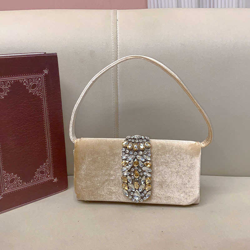 French Small Fragrant Style Is Shiny and Not Effective Set with Square Bags Temperament Velvet Hand Held Evening Bags Clutch 241226