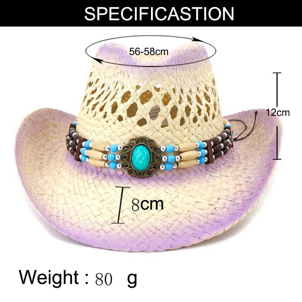 QBHAT brown spray painted regular per Str denim hat with ethnic hat decorated mens wide brown beach sun hat W241225