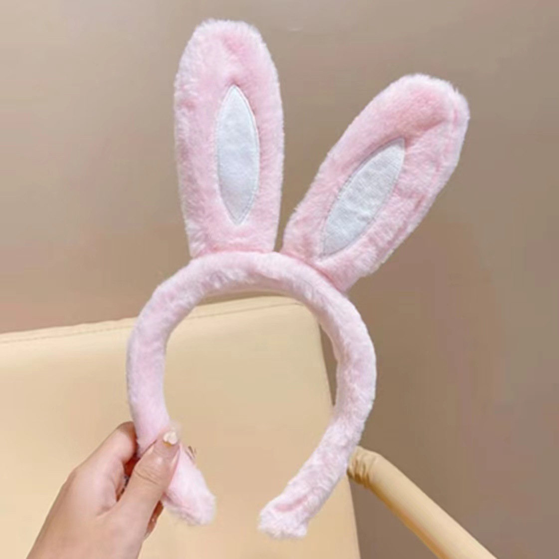 New Korean version cute plush rabbit ear headband female cartoon super cute and versatile bunny face wash makeup headband hair accessory