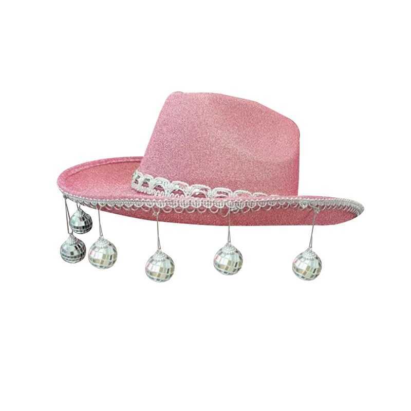CocMouse Western Womens Cowboy Hat Shining Cowboy Hat Carnival Hat with Bandana Set Used for Disco Single Bride Wedding Parties W241225