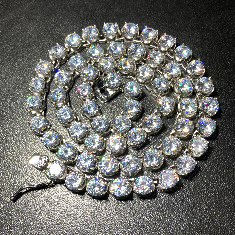 6mm Hip Hop Stainless Steel Prong Iced Out Cubic Zirconia Tennis Necklace 18k Gold 1 Row Tennis Chains Neck Jewelry Collar Bijoux