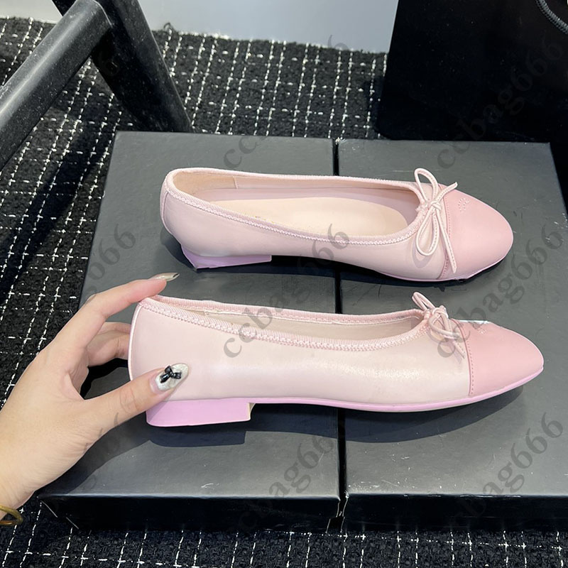 Designer Ladies Dress Shoes Flat Ballet Shoes Sheepskin/Tweed Stitched Bow Round Toe Mary Jane Shoes Shallow Opening Outdoor Casual Shoes Dress Shoes