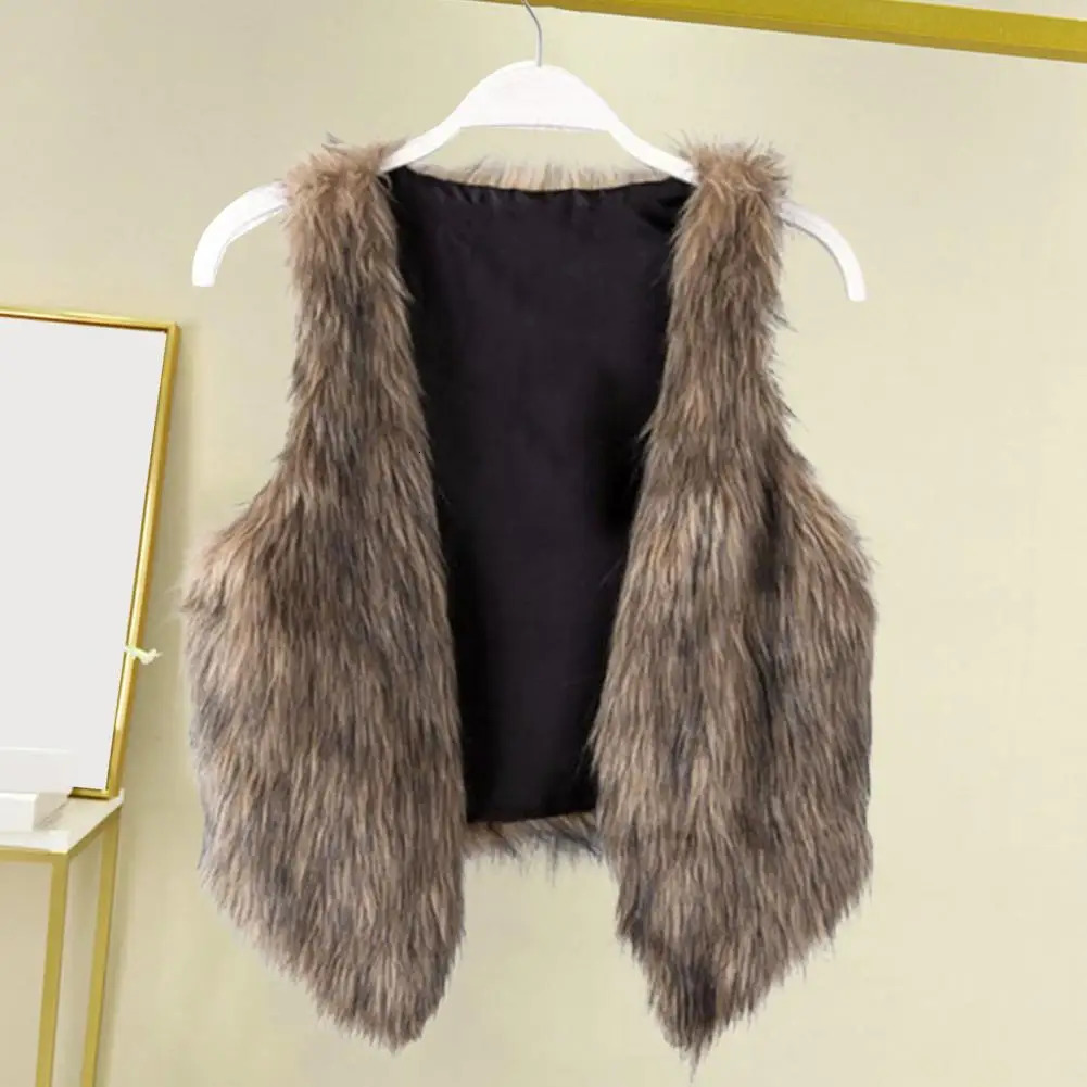 Female Faux Fur Womens Rabbit Knitted Raccoon Collar Vest Vests Real Sleeveless Gilets Tops Wholesale 241223