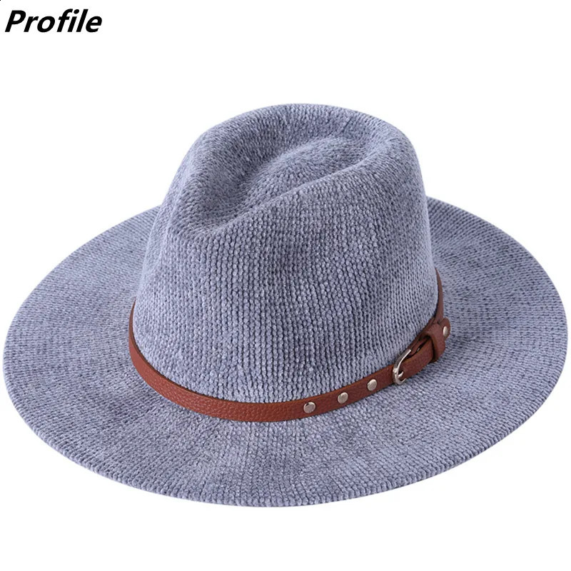 Knitted Fedora Hat Pure Color Chenille Material Jazz Hat Fedora Hat Felt Hat Natural Color Jazz Winter Hat 241226