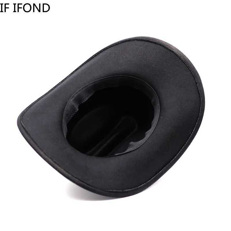 Retro Western Mens Cowboy Hat Jazz Cowboy Hat Leather Wide Eaves Church Sombrero Hombre Cs W241225