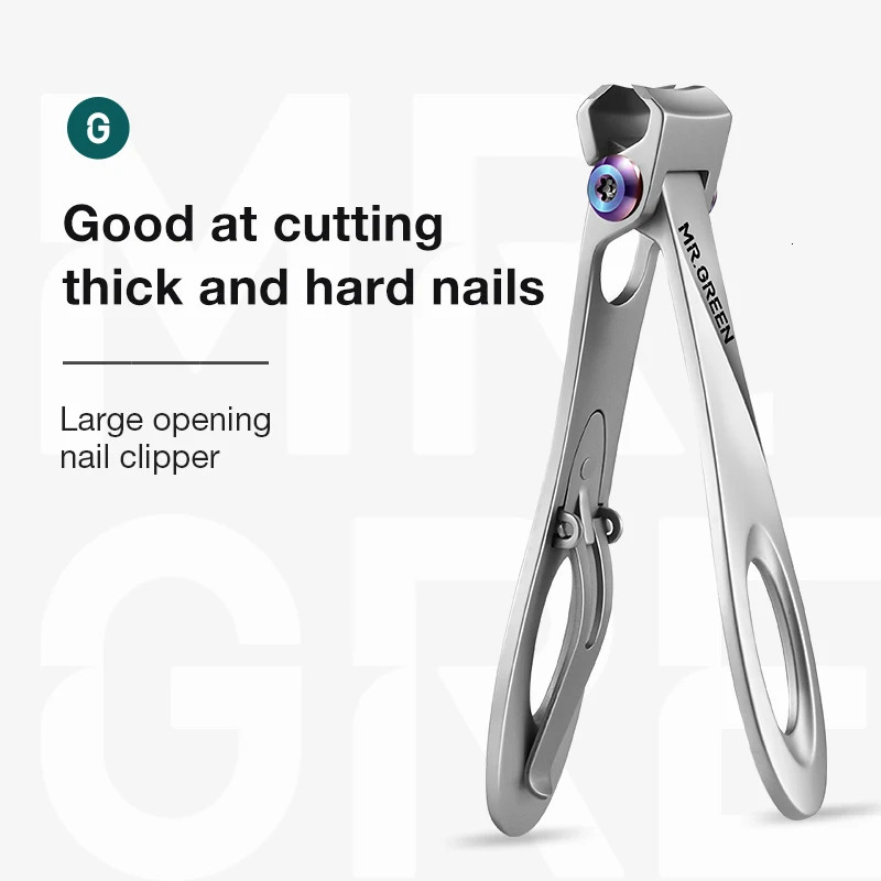 MR.GREEN Nail Clippers Wide Jaw Opening Stainless Steel Fingernail Clipper Thick Hard Toenail Cutter Manicure Scissors tools 241225