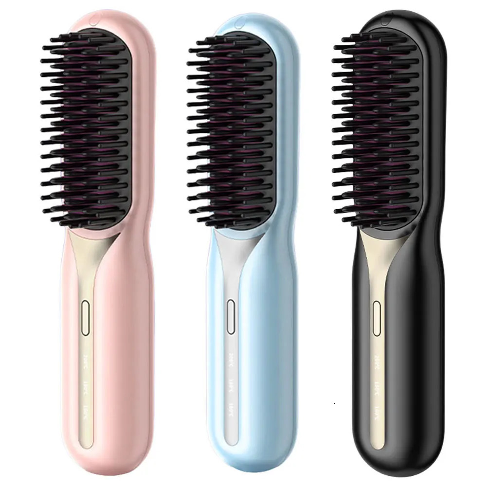 Cordless Hair Straightening Comb 3 Temp Settings Portable Straightening Brush Hair Straightener Comb for All Hair Types 241225