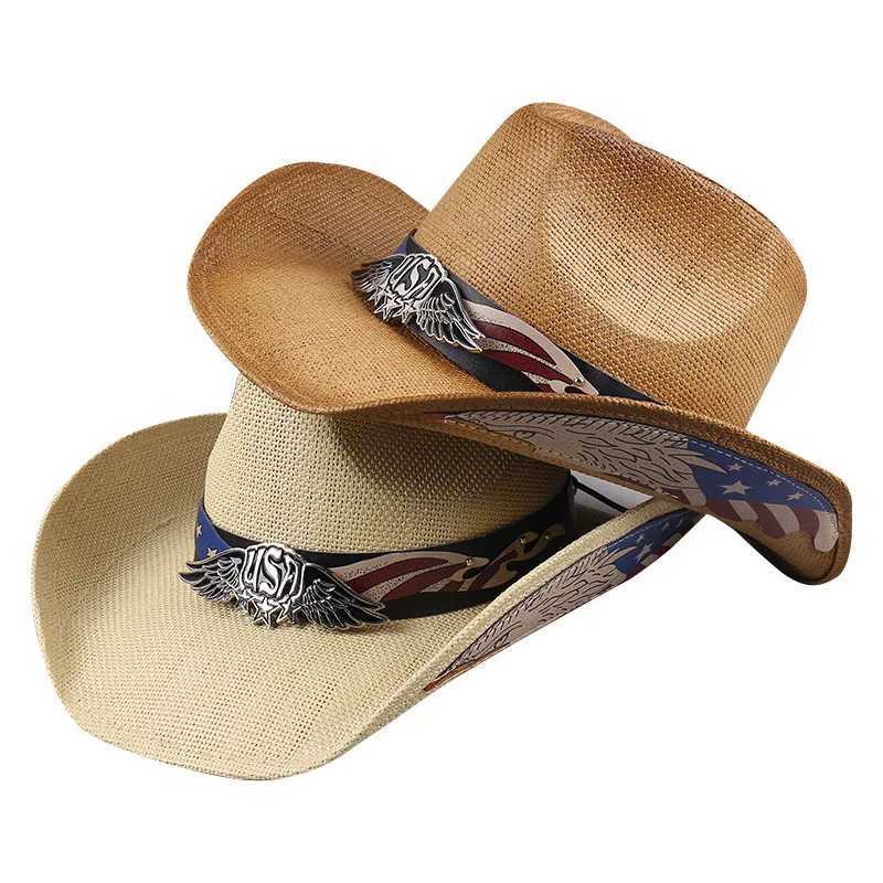 New retro western mens denim hat Panama Str sun hat elegant denim girl jazz C Sombrero Hombre W241225