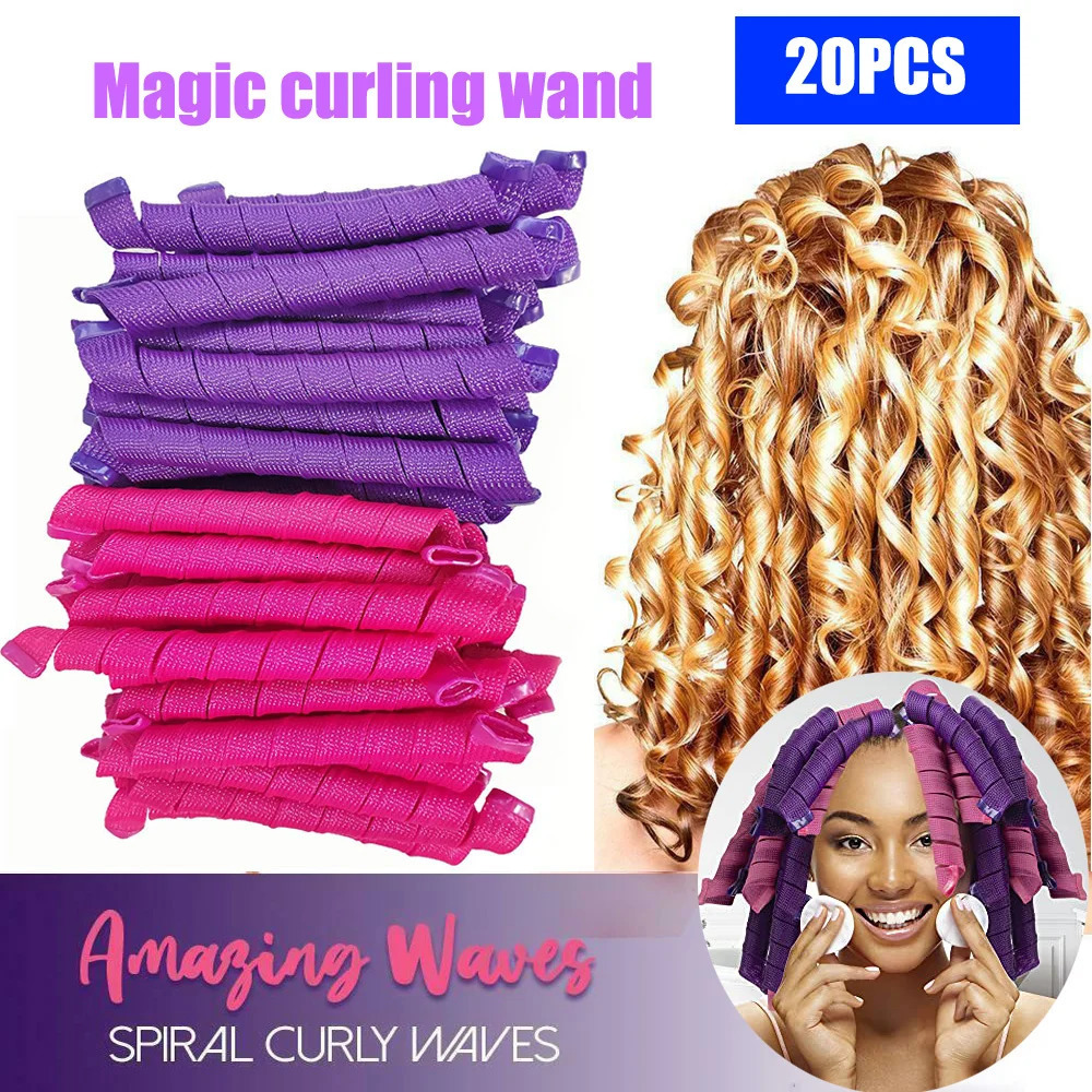 20Pcs/bag 55cm Magic Curlers Fashionable Hair Rollers Easy To Use No Heat Curl Spiral Curls Styling Kit for Long Hair Hairstyle 241225