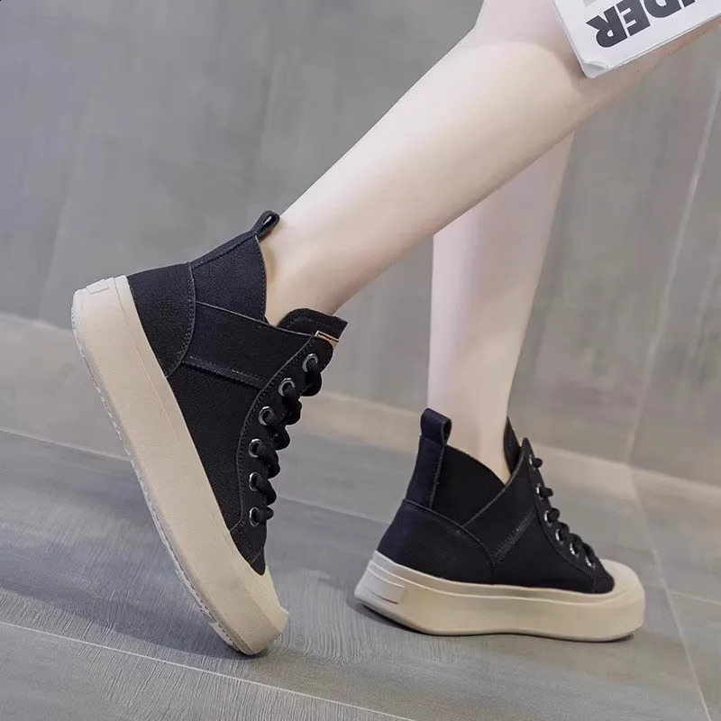 Plus Size Women Real Leather Sneakers Ankle Boots Autumn Winter Elegant Trendy Shoes Casual Sneaker Flat Thick Sole 241226