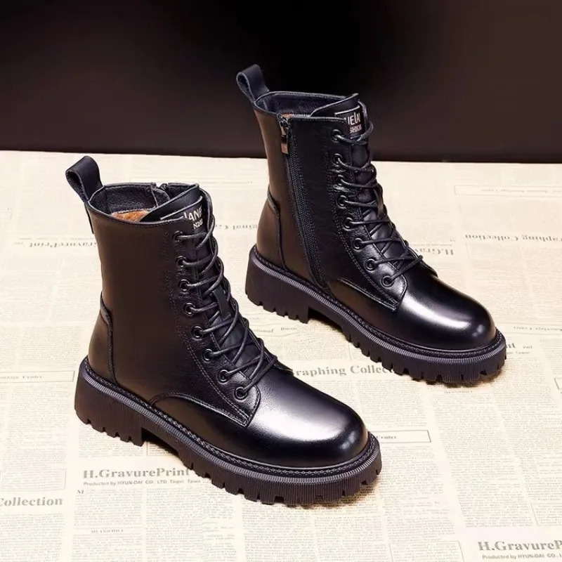 Winter Womens Plus Cotton Shoes Fashion Lace Up Platform Shoes for Women Sneakers Outdoor Keep Warm Womens Casual Ankle Boots 241226