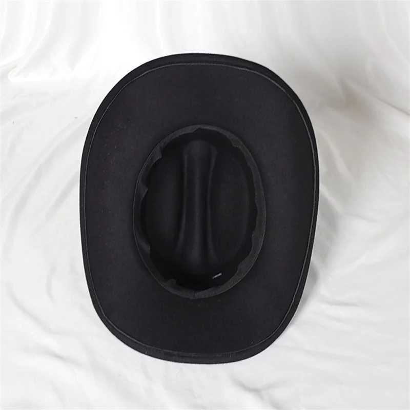 Big Eave Western Cowboy Hat Treasure Road Knight Hat Upset Top Hat Mens Roll Eave Top Hat Jewelry Decoration Sombrero Hombre Cs W241225